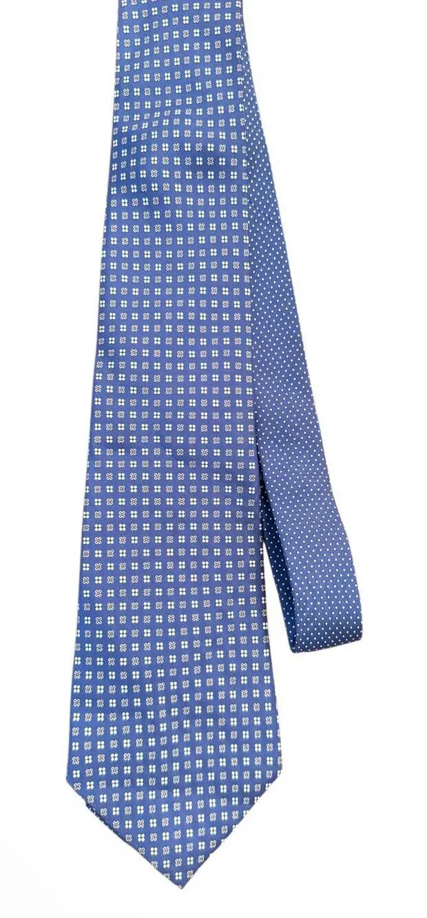 Thomas Pink 100% Silk Tie Italy Blue All Over Patterned